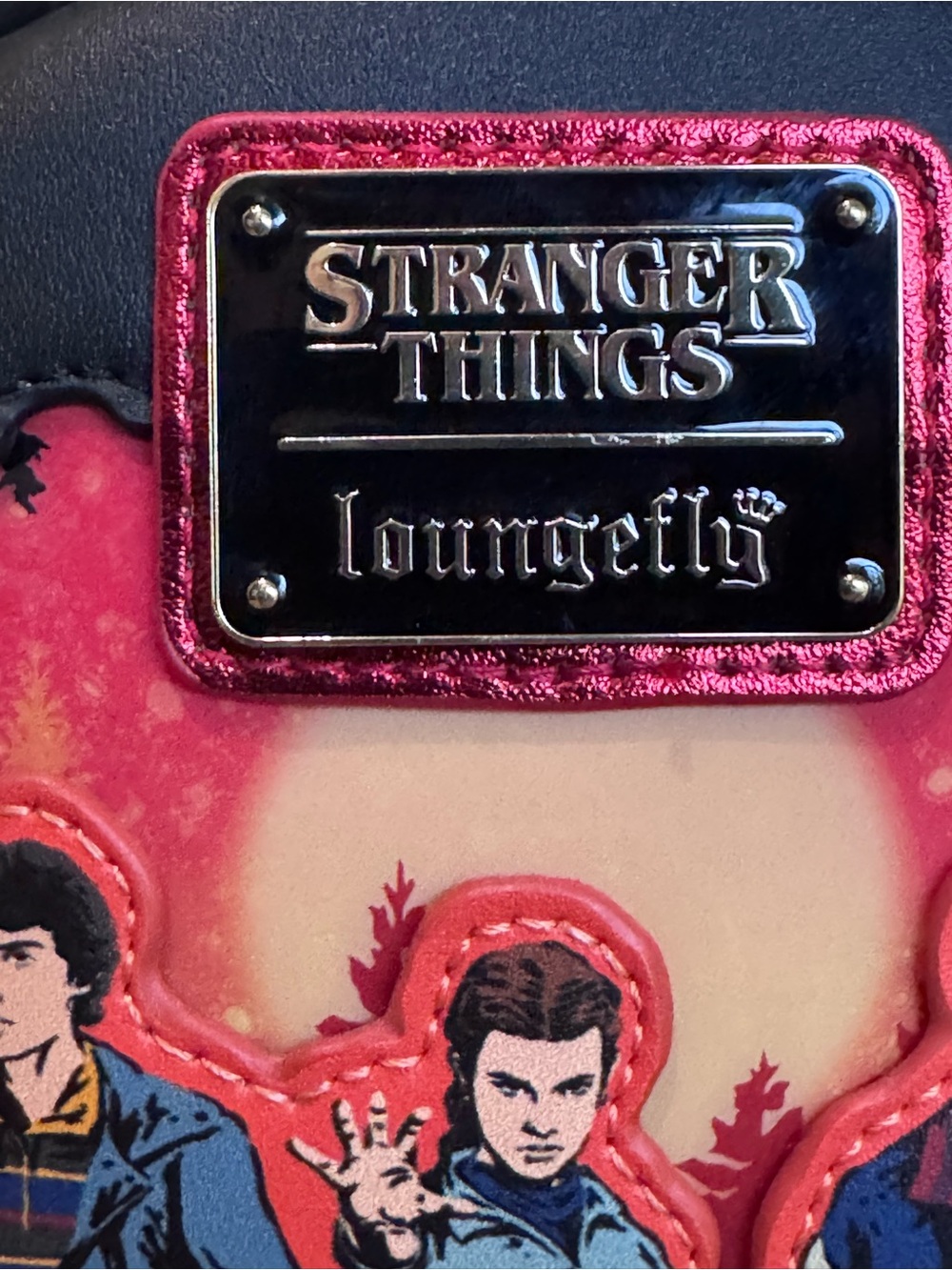 Loungefly Stranger Things Red and Black Mini Backpack with Characters - Picture 4 of 9